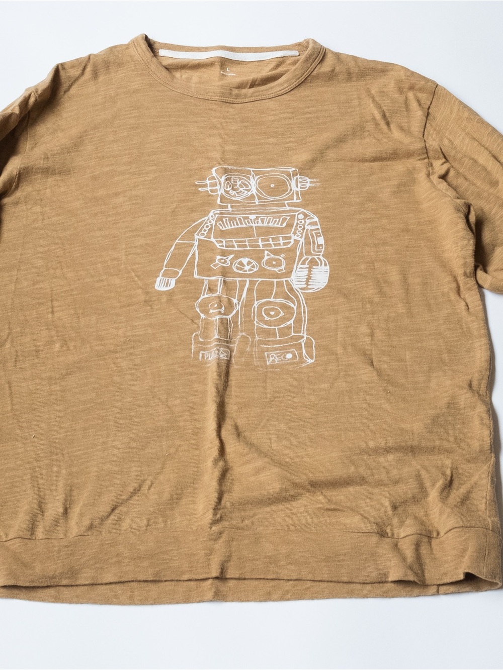 Banana Republic Long Sleeve Tee in Mustard with White Robot Graphic